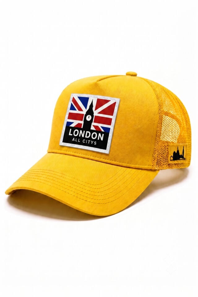 Değiştirilebilir Patchli London Baskılı Fileli Beyzbol Şapkası