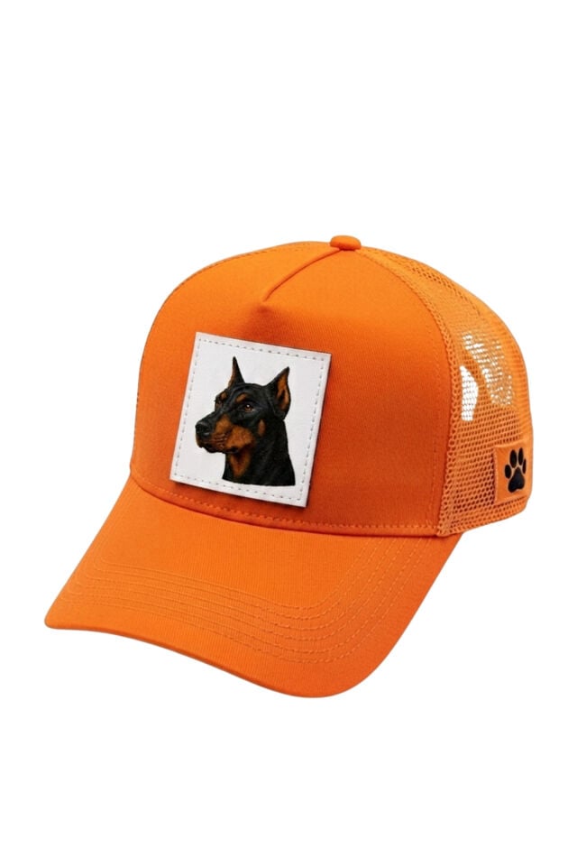 Doberman Köpek Baskılı Patch Detaylı Fileli Trucker Beyzbol Şapkası