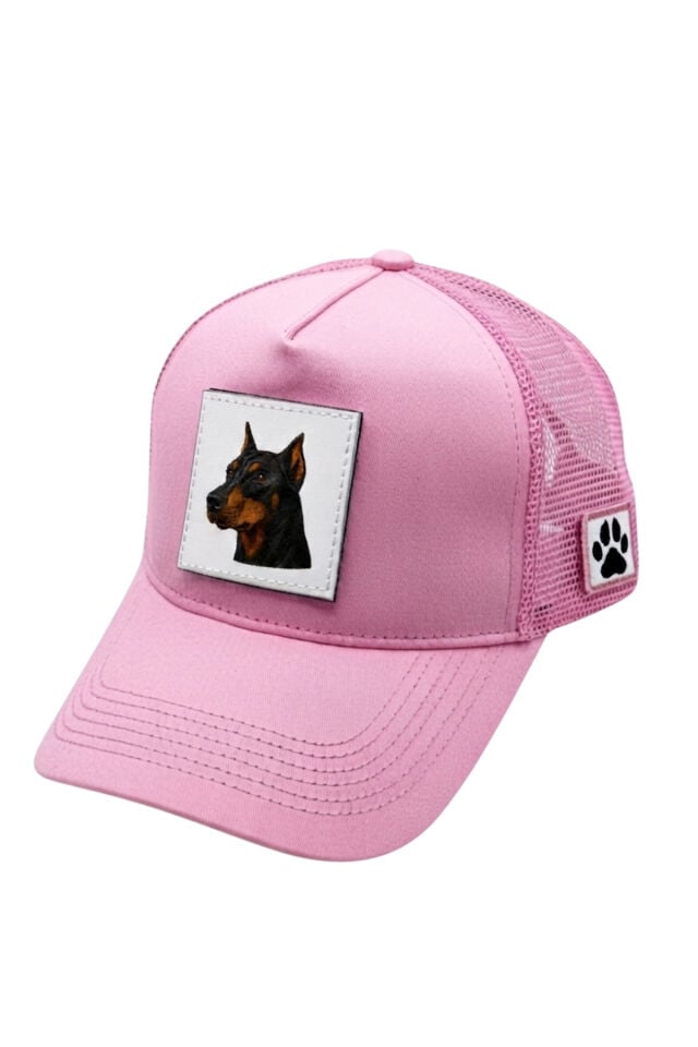 Doberman Köpek Baskılı Patch Detaylı Fileli Trucker Beyzbol Şapkası
