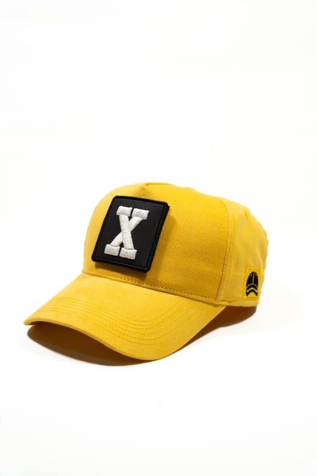 X Harf Patch Detaylı Değiştirilebilir Patch Şapka | Filesiz Düz Trucker Cap Beyzbol Şapkası
