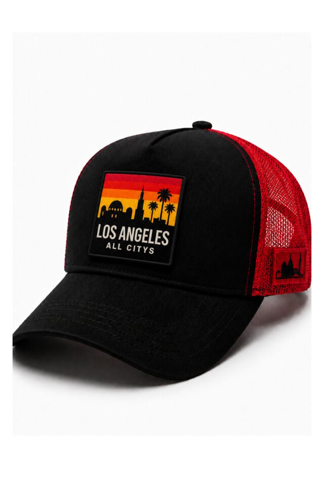 Los Angeles Baskılı Patch Detaylı Fileli Trucker Beyzbol Şapkası Unisex